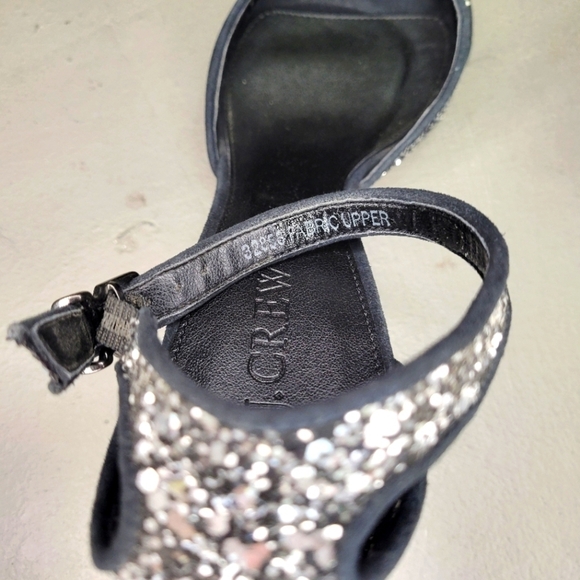 J.Crew Collection Italian Artisan Glitter Peep Toe Heels [NWOT] 🖤🤍 - Picture 10 of 12
